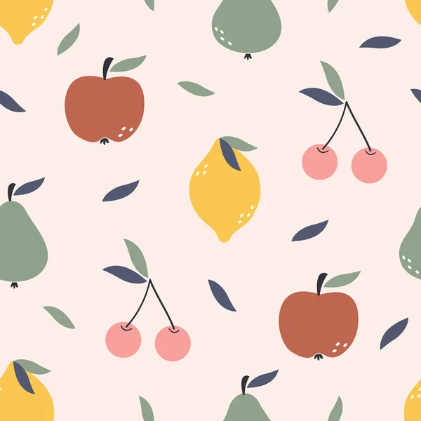 Naadloos Patroon Met Fruit Iconen Vector Illustratie Eps — Stockvector