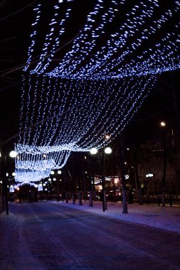 Gomel, Belarus kış aydınlatma ışıkları gece