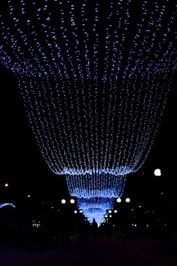 Gomel, Belarus kış aydınlatma ışıkları gece