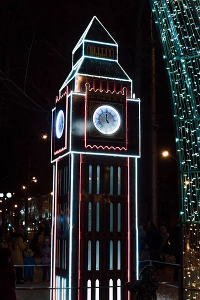 Verlichting Decoratie Als Monumenten Van Wereld Stad Van Gomel Tijdens — Stockfoto