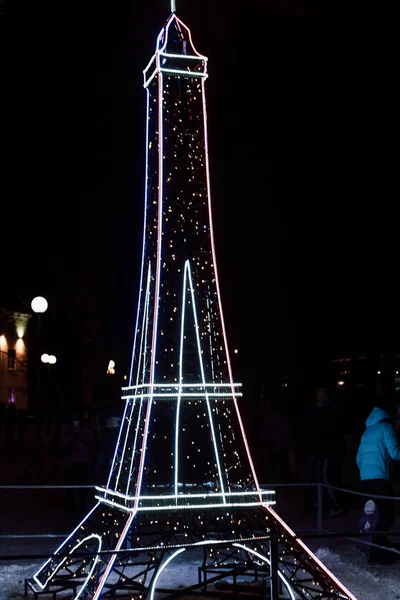 Decoração Iluminação Como Marcos Mundo Cidade Gomel Durante Celebração Festival — Fotografia de Stock