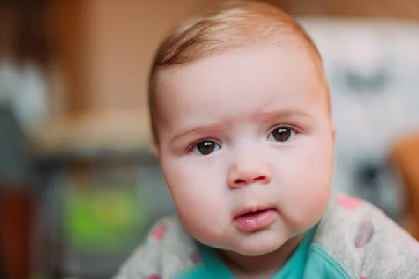 Close Portrait Baby Boy Home — Stock Photo, Image