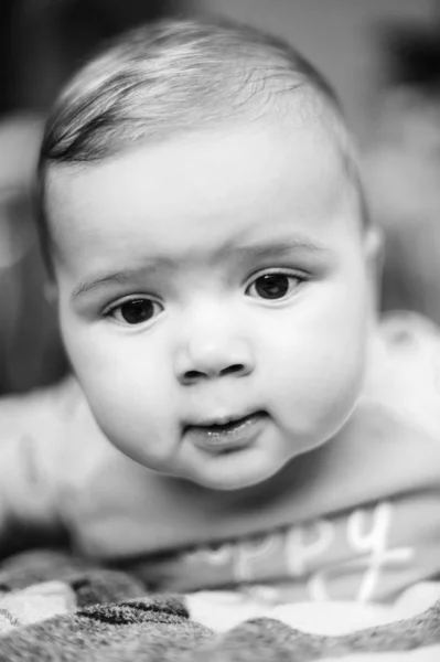 Close Portrait Baby Boy Home — Stock Photo, Image