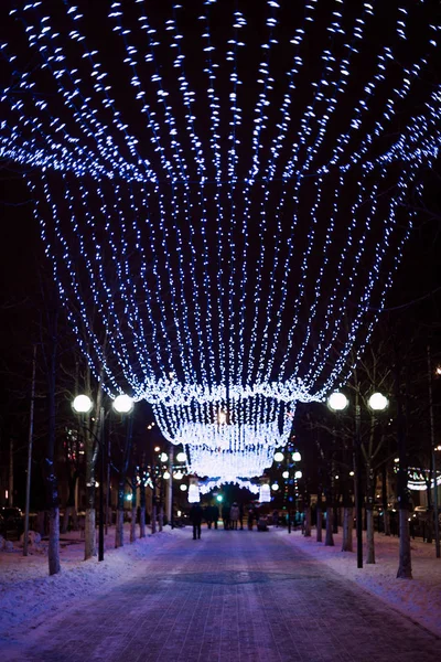 Luzes Iluminação Inverno Gomel Bielorrússia Noite — Fotografia de Stock