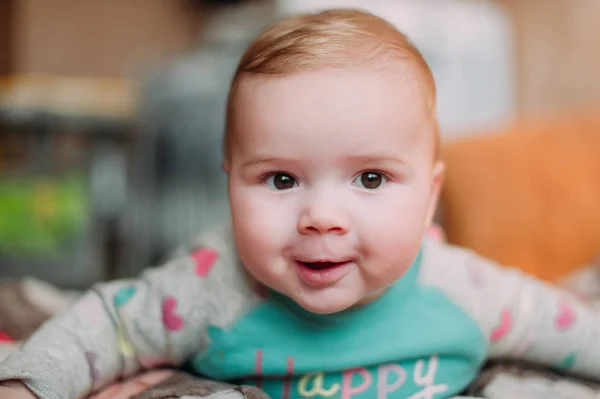 Close Portrait Baby Boy Home — Stock Photo, Image