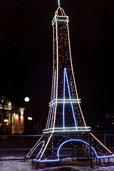 Oświetlenie Ozdoba Zabytki Świata Mieście Gomel Podczas Festiwalu Obchody Nowego — Zdjęcie stockowe