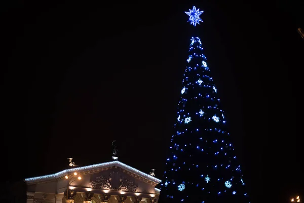 View Gomel Drama Theater Festive Christmas Tree Square — Stock Photo, Image