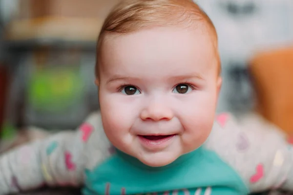 Close Portrait Baby Boy Home — Stock Photo, Image