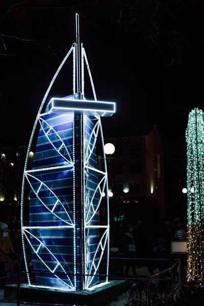 Verlichting Decoratie Als Monumenten Van Wereld Stad Van Gomel Tijdens — Stockfoto