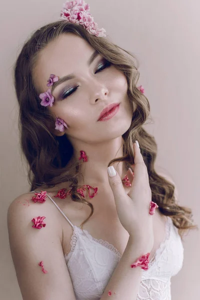 Kozmetik Manikür Yakın Çekim Yüz Pastel Renk Mükemmel Makyaj Cilt — Stok fotoğraf