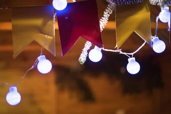 Fundo Natal Ano Novo Coração Forma Suspensão Decoração Abstract Blurred — Fotografia de Stock