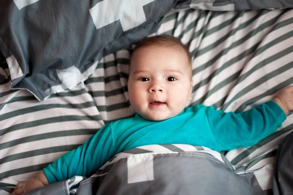 Portrait Baby Boy Lying Bedding — Stock Photo, Image