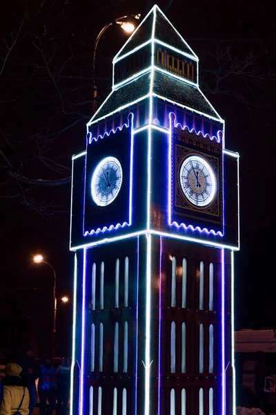 Verlichting Decoratie Als Monumenten Van Wereld Stad Van Gomel Tijdens — Stockfoto