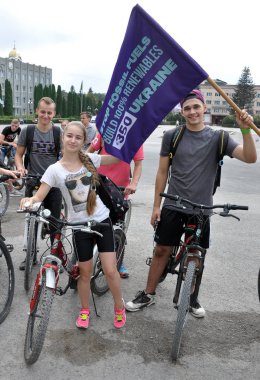 Chortkiv - Ternopil - Ukrayna - 7 Eylül 2018. Katılımcılar flewmobile 