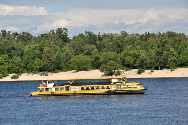 A comfortable motor ship for recreation and travel on the river Dnipro near Kiev