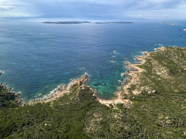 Drone Perspektywy Lotu Ptaka Nad Archipel Maddalena Usytuowany Północ Sardynii — Zdjęcie stockowe