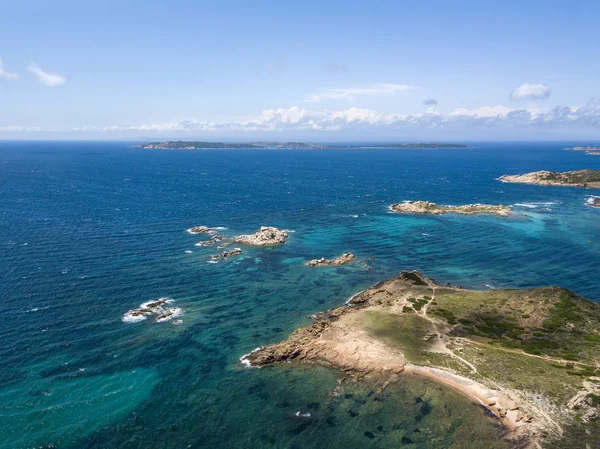 Perspectiva Aérea Drone Sobre Arquipélago Maddalena Localizado Norte Sardenha Itália — Fotografia de Stock