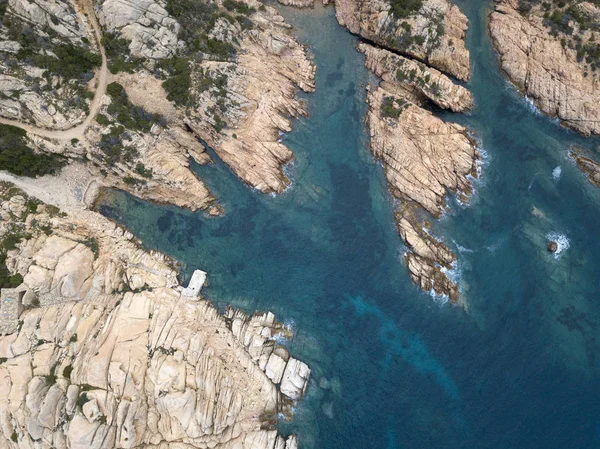 Vista Panorâmica Das Aves Com Detalhes Ambiente Rochoso Mar Azul — Fotografia de Stock