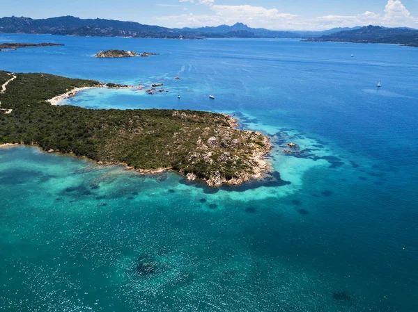 Drone photography with amazing summer landscape photography over the la la maddalena archipelago, sardegna, italy.