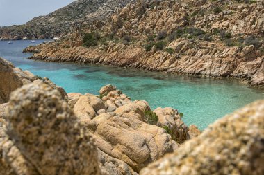 Avrupa'da, Sardunya, İtalya kuzeyinde yer alan la maddalena archipel çoğu plajlardan, yaz yatay. Berrak turkuaz su ve küçük kum plaj. Mükemmel için harcanan yaz tatili.
