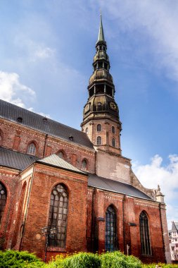 Riga 'nın eski güzel mimarisi Letonya