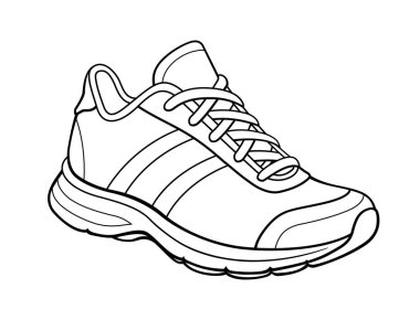 Klasik spor ayakkabı çizgisi çizimi şeffaf arkaplan çizimi vektör resmi üzerinde izole