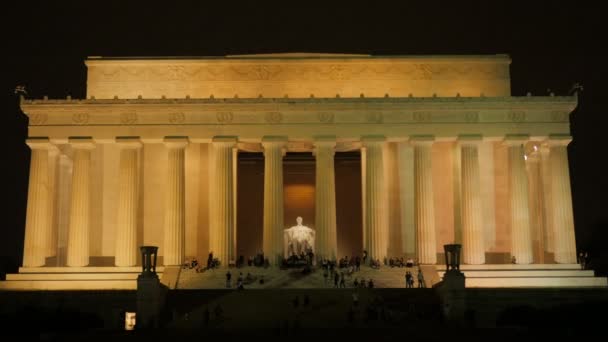 Освітлених Екстер Меморіал Лінкольна Вашингтоні Округ Колумбія — стокове відео