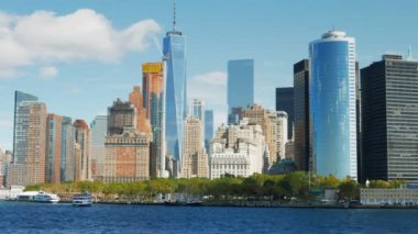 manhatten new York'ta staten Island feribotuna Skyline yakın çekim