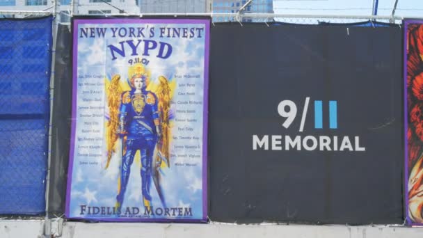 New York New York Usa 2015 Szeptember Memorial Banner Tűzoltók — Stock videók