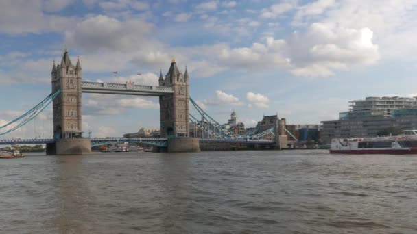 Wide View Tower Bridge River Thames London United Kingdom — Stock Video