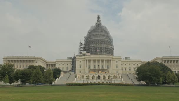 Панорамный Снимок Внешнего Вида Капитолия Сша Проходящего Реконструкцию Вашингтоне Округ — стоковое видео