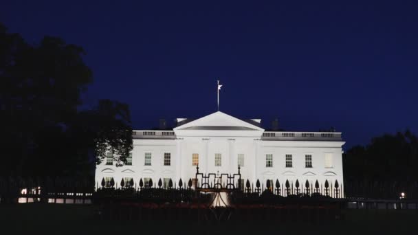 Λευκός Οίκος Στην Ουάσινγκτον Μια Καλοκαιρινή Νύχτα — Αρχείο Βίντεο