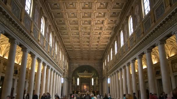 Roma Itália Setembro 2015 Uma Ampla Vista Interior Basílica Santa — Vídeo de Stock