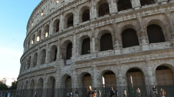 Närbild Colosseum Rom Berömda Antika Arena För Gladiatorer — Stockvideo