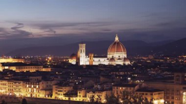 gece saat görünümünü duomo Floransa, İtalya üzerinden piazzale michelangelo