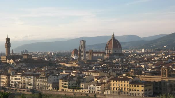 Celé Odpoledne Střílel Dómu Florencie Itálii Piazzale Michelangelo — Stock video