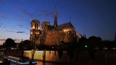 notre dame Katedrali, en ünlü'nın Kilisesi paris gece görünümü