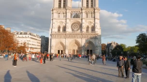 Notre Dame Paris France Septembre 2015 Plan Incliné Façade Cathédrale — Video