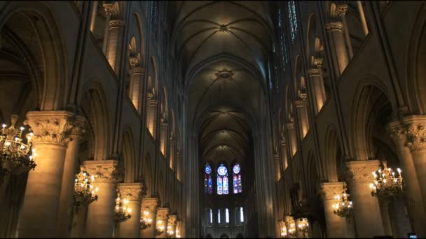 Notre Dame Paris Fransa Eylül 2015 Nef Notre Dame Katedrali — Stok video