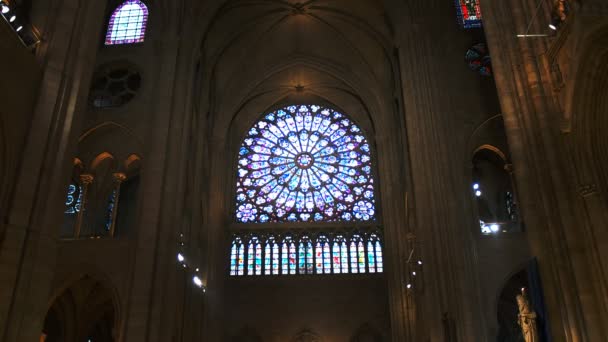 Notre Dame Paris France Setembro 2015 Uma Vista Média Janela — Vídeo de Stock