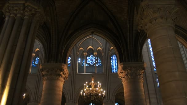 Notre Dame Paris Fransa Eylül 2015 Fotoğrafını Destekleyici Sütunlar Kemerler — Stok video