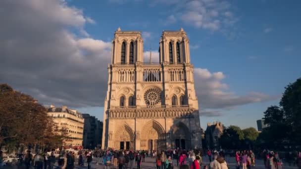 Południu Upływ Czasu Katedry Notre Dame Jeden Najbardziej Znanych Budynków — Wideo stockowe