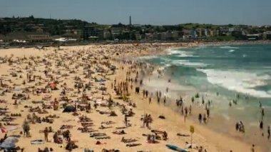 geniş açı zaman atlamalı bondi Beach, Avustralya'nın en ünlü plaj