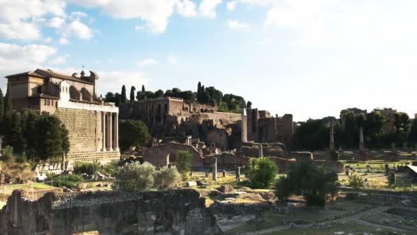 Una Toma Tarde Del Sitio Del Antiguo Foro Roma Italia — Vídeos de Stock