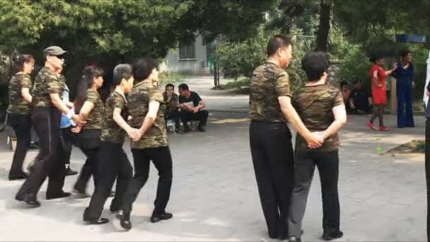 2015 中国高齢者のカップルを実行プラザ北京 中国で天の寺院のそばで踊って — ストック動画