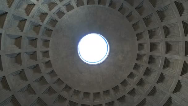 Zoom Vista Cúpula Óculo Panteão Roma Itália — Vídeo de Stock