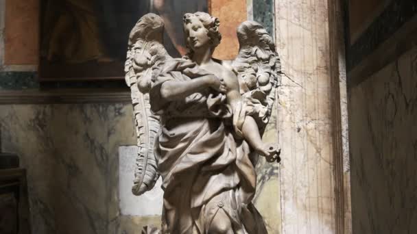 Rome Italie Septembre 2015 Gros Plan Une Statue Archange Gabriel — Video