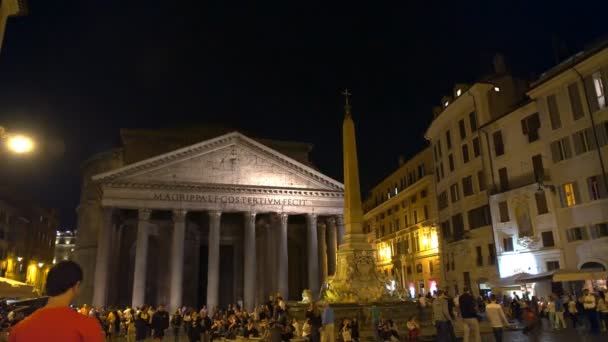 ローマ イタリア 2015 夜間景観広場のロトンダ ローマのパンテオン — ストック動画