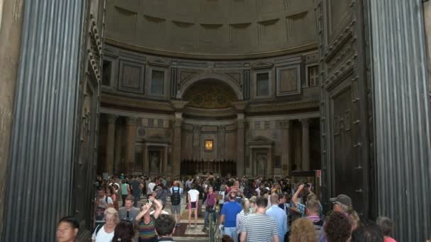 Rzym Włochy Września 2015 Widok Wnętrza Panteonu Rzymie Wejścia — Wideo stockowe
