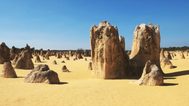 Zoom Toma Los Pináculos Parque Nacional Nambung Australia Occidental — Vídeos de Stock